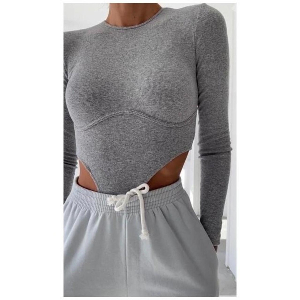 Gray Long Sleeve Women's Bodysuit